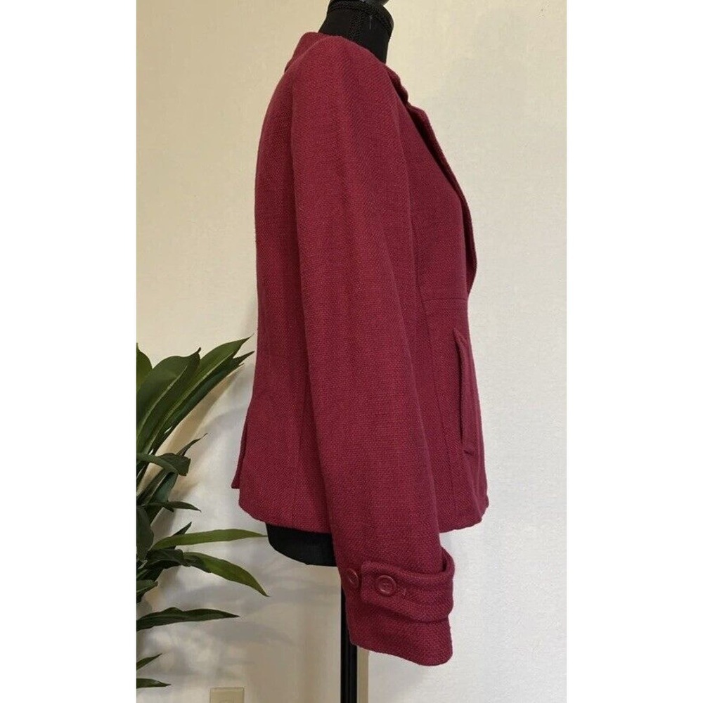 Talbots Sz 10 Blazer Red Tweed BOne Button Cotton Classic Office Career Magenta﻿ - Picture 2 of 9